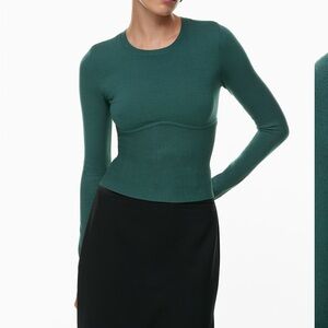 Aritzia Babaton Forest Green Sculpt Knit Empire Longsleeve Small
